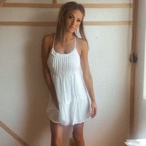 Sling beach vacation linen dress